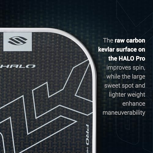 Selkirk Sport SLK Halo Raw Carbon Fiber Pickleball Paddle | Power, Pro and Control Pickleball Paddles | T700, 18K Ultraweave, Aramid Fiber LinkWeave | Designed & Controlled in USA - color: Pro | Black | 2024, size: Max (All - Around Paddle)