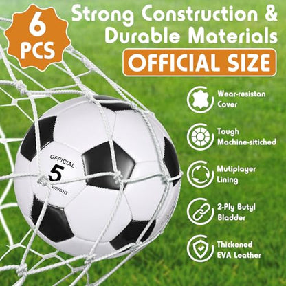 Ceenna 6 Pcs Soccer Ball Bulk with Pump Bag Machine Stitched Deflated Soccer for Outside Sports Training Game Practice - size: Size 5, style: Classic