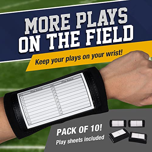 Playsheet Wristband Single Window - Softball, Football, Baseball - Adult Size Armband Playbook - 10 Pack (Black)