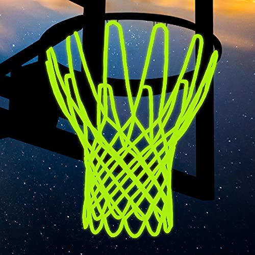 NEIJIANG Glow Basketball Net, Nightlight Basketball Net Luminous Outdoor Portable Sun Powered Sport Nylon (Green) - color: Green