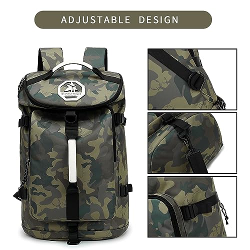 Floral gym duffel bag backpack, fashion wrestling bag,with shoe compartment, 4 kinds of back method waterproof travel sports walking laptop Lightweight (A-Camouflage) - color: A-Camouflage