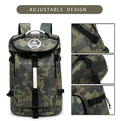 Floral gym duffel bag backpack, fashion wrestling bag,with shoe compartment, 4 kinds of back method waterproof travel sports walking laptop Lightweight (A-Camouflage) - color: A-Camouflage