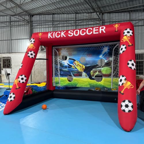 Inflatable Soccer Target Goal Kick Shooting Game Shootout Soccer Toss Game Inflatable Football Gate 13x10x10FT with Blower for Parties, Backyard, School, Team Events