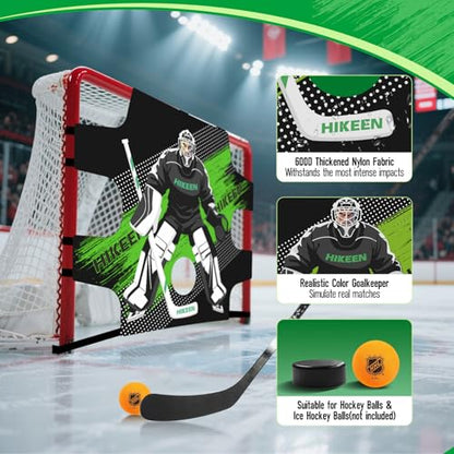 Hikeen Premium Hockey Goalie Shooting Target Tear - Proof Hockey Goal Practice Target with 7 Target Holes - Street Hockey & Ice Hockey Net Goalie Target for Practicing Shooting Accuracy - size: 54" X 44"
