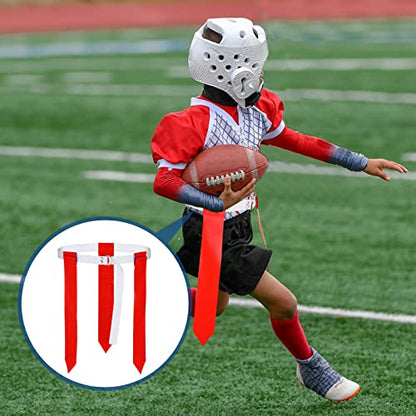 Macarrie 24 Player Flag Football Belts Set, Adjustable Football Training Equipment with 3 Flags Per Belt with 36 Red & 36 Blue Flags for Kids Youth Adults Flag Games Practice