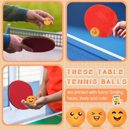 24 PCS Table Tennis Balls Novelty Face 3 Special Emotion Cute Table Tennis Balls Accessories for All Golfers Christmas Birthday Gift Fun Table Tennis Gift - color: yellow