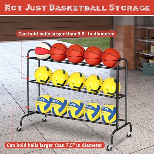 FHXZH Basketball Rack Training Stand - Tilt Ball Training Equipment Holder Shooting Rolling Storage Cart with Wheels Sports Outdoor Volleyball Soccer Football Garage Organizer Basketball Accessories