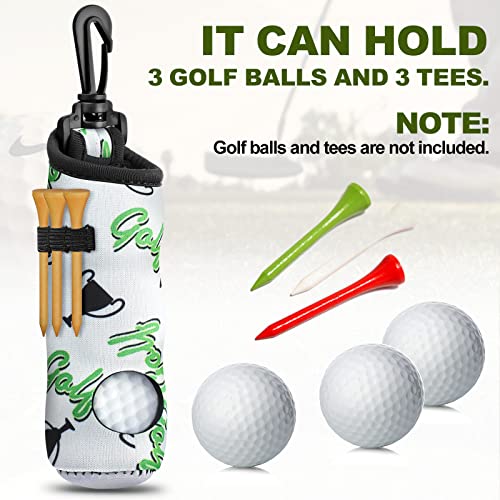 Jerify 12 Pieces Golf Ball Tee Holder Golf Ball Carry Bag Pouch with Keychain Belt Clip Hook Portable Gifts Accessories for Women Ladies Golfer, 12 Styles