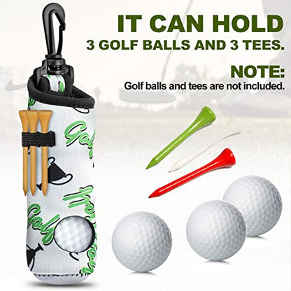 Jerify 12 Pieces Golf Ball Tee Holder Golf Ball Carry Bag Pouch with Keychain Belt Clip Hook Portable Gifts Accessories for Women Ladies Golfer, 12 Styles