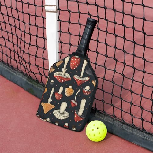 Pickleball Paddle Cover with Pockets and Handle Strap, Racket Sleeve and Ball Holder Organizer, 1 Pcs - color: red