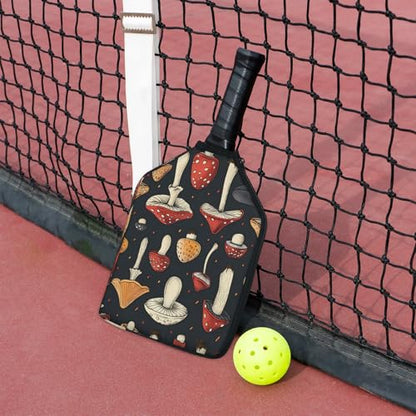 Pickleball Paddle Cover with Pockets and Handle Strap, Racket Sleeve and Ball Holder Organizer, 1 Pcs - color: red