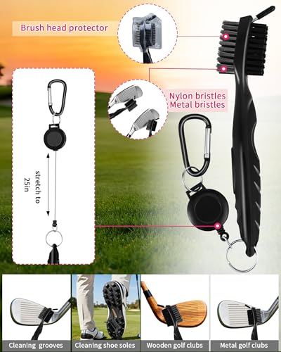 Golf Essentials Kit | Must Have Golf Accessories - Golf Water Brush, Golf Towel, Golf Club Brush, Golf Ball Marker, Divot Repair Tool