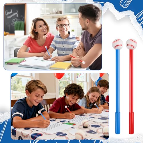 LiYiQ 100 Pcs Baseball Party Favor Cartoon Cute Fun Pens for Kids Kawaii Baseball Shape Gel Black Ink Pen Cute Baseball Pens for School Office Home Student Kids Present