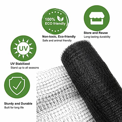 KLEWEE Bird Netting, 13 x 33 FT Heavy Duty Garden Netting Fine Mesh for Protect Fruit Trees, Plants and Vegetables from Birds, Deer, Squirrels and Other Animals - size: 13 x 33 FT