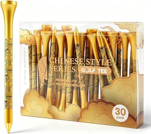 Personalized Bamboo Golf Tees | Custom Pattern | Available in Natural, Golden, Yellow, Black, Blue, Red, Cyan-Green | 30 Count, 3-1/4 Inch