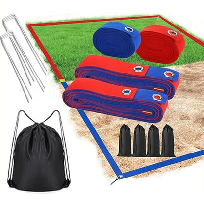 Volleyball Game Court Marking Lines – Quick Setup Border Tape for Recreational Play | Sports Gear for Home, Park, Playground, Seaside, Turf, Grass, Picnic Area, Travel Tournaments, Compact