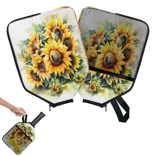 Pickleball Paddle Cover with Pockets and Handle Strap, Racket Sleeve and Ball Holder Organizer, 1 Pcs - color: green