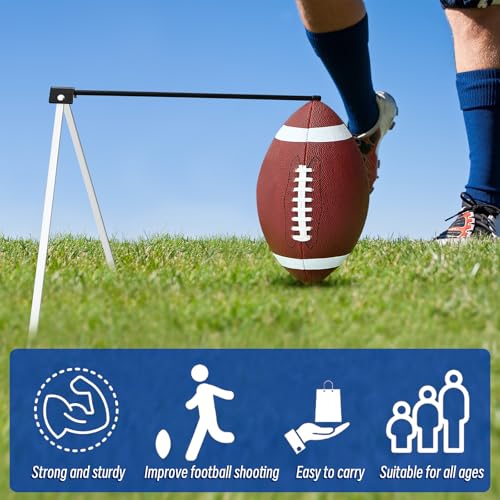 Liliful Football Kicking Tee Portable Field Goal Kicking Holder Stand with Size 9 Football and 2 White Kickoff Stand Pump Carrying Bag for Training Practice Set Field Goal