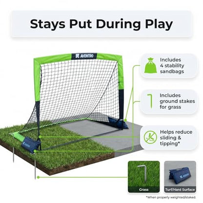 Premium Soccer Goal Set for Indoor & Outdoor – Improved Durability - Pop-Up Net with a Special Target, Ball and Multipurpose Pump, Cones & Sandbags to Support Maximum Stability (3x4 ft)