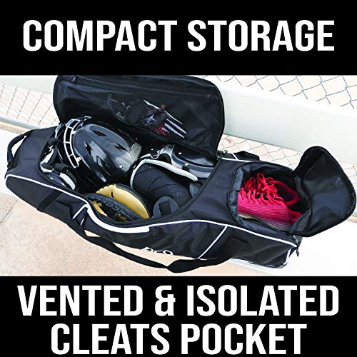 Athletico Rolling Baseball Bag Black - color: Black