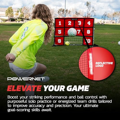 PowerNet Numbered Target Soccer Goal, 6x4 FT Net, 10 Numbered Zones, Soccer Goal with Targets for Accuracy Training, Portable Training Equipment
