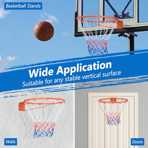 Goplus 18’’/15’’ Replacement Basketball Rim, Wall Door Mounted Basketball Hoop with All Weather Net, Indoor Outdoor Hanging Basketball Rim Goal Outside - size: 15", style: Orange