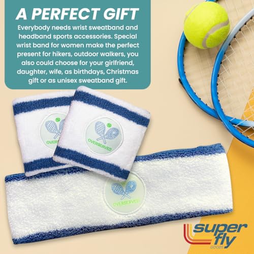 Super Fly Goods Sweatbands Pickleball Golf Tennis Great Gift or for Your Sports or Team Wristband Sports Band Set Including Towel Wrist and Head Sweatbands - style: Tennis Head & Wristband Set