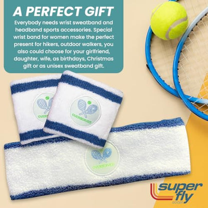 Super Fly Goods Sweatbands Pickleball Golf Tennis Great Gift or for Your Sports or Team Wristband Sports Band Set Including Towel Wrist and Head Sweatbands - style: Tennis Head & Wristband Set