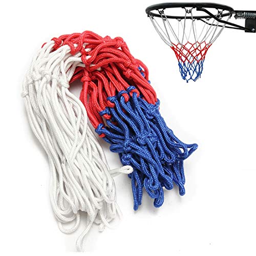 GARASANI 2 Pack Basketball Net Replacement 18 inches Red White and Blue Basketball Net 3mm Thread, 12 Loops