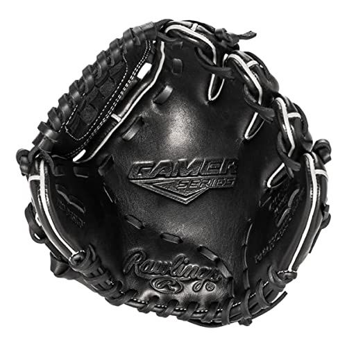 Rawlings Gamer Contour Series Utility Baseball Glove | Youth | Travel | Infield | Outfield | First Base | Black | Right Hand Thrower | Left Hand Thrower - size: 10"