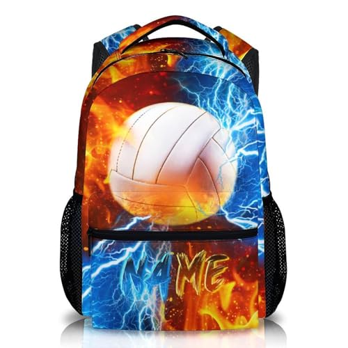 Boys Backpack for Kids Personalized Volleyball Schoolbag for Elementary Middle Primary, 17 Inch Durable Lightweight Bookbag - color: Beige