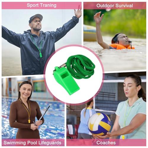 Whistles with Lanyard, Training Sports -Fitting for (Coaches/Referee/Outsides/Team Events) - color: Green