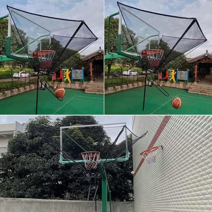 Basketball Hoop Returner Return Attachment Rotating Rebounder Net Hanging Easy Fold Shooting Device for Goal Free-Throw Practice