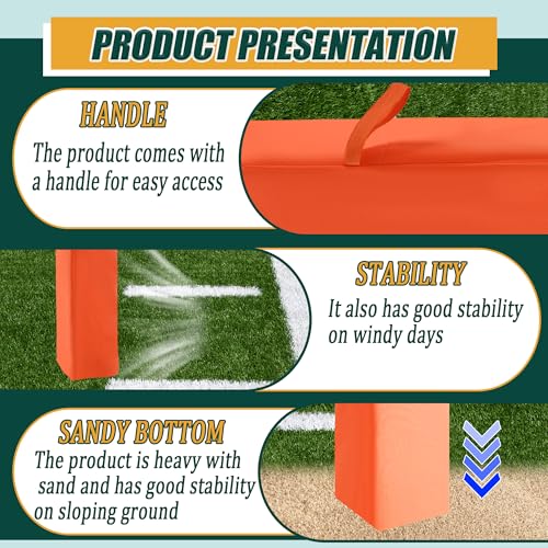 Football End Zone Pylons,18" x 4" x 4" Sand Weighted Anchorless Football Pylons Field Markers, Football Pylons Football Accessories for Sports Game Training - style: 4 Pcs