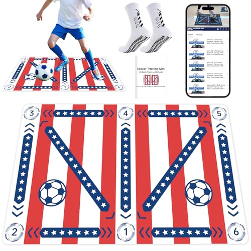 Premium Soccer Training Mat with Video Guide - Non-Slip Soccer Footstep Practice Pad for Indoor & Outdoor - Ultimate Ball Control Equipment to Improve Dribbling Skills