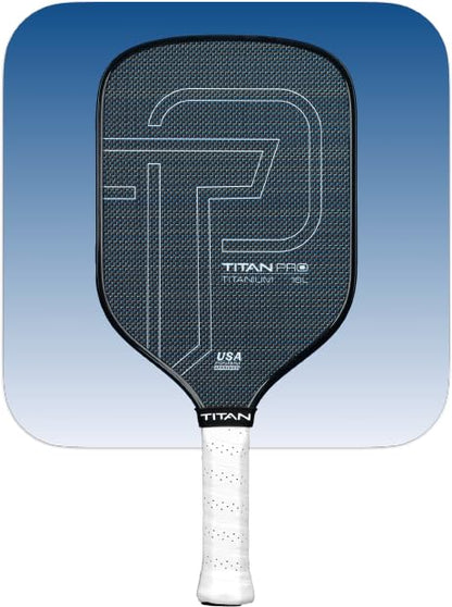 Titan Pro Titanium Carbon Fiber Pickleball Paddle – T700 Carbon Fiber Face, Electroplated Titanium, Nomex Duo Core, USA Pickleball Approved, 14mm & 16mm – Intermediate to Advanced Players