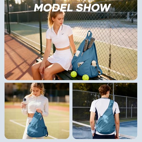 Pickleball Bag for Women Men, Crossbody Sling Bags Pickleball Paddle Bag Should Chest Bags Backpack - color: Peacock Blue