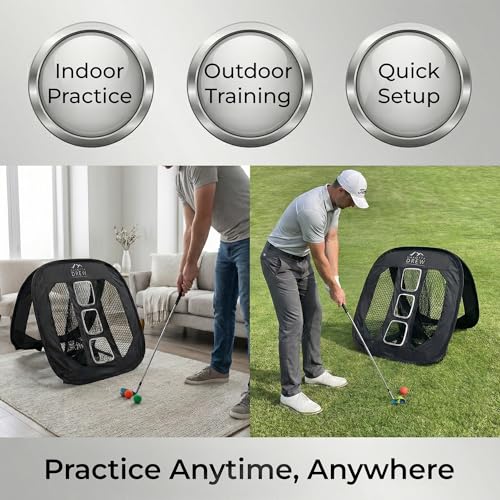Golf Chipping Net with 20 Foam Balls, Hat Clip, Ball Marker & Carrying Bag for Indoor & Outdoor Practice, Portable Golf Practice Net for Backyard Golf Training