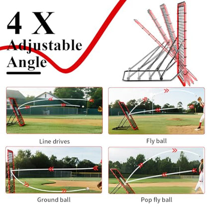 4x4.5FT Baseball Rebounder Net with 4 Adjustable Angles & 30 Bungee Cords, Multi-Sport Pitchback Net for Soccer, Baseball, Softball, Volleyball Practice –Tool-Free Setup, All Levels Youth & Adults