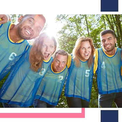 Boyiee Pinnies Scrimmage Vests, Nylon Mesh Team Practice Jersey Youth Pinnies for Sports Basketball Soccer Football - color: Rose Red and Blue