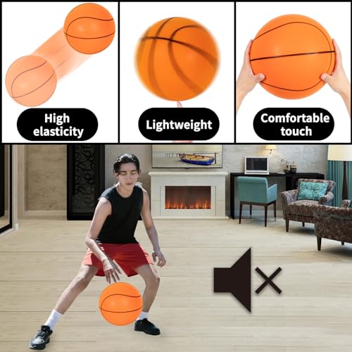 Silent Basketball for Indoor Use - Quiet Training Foam Ball, Size 7 (24cm), Noiseless Bouncing, Soft Grip - Ideal for Indoor Drills and Activities