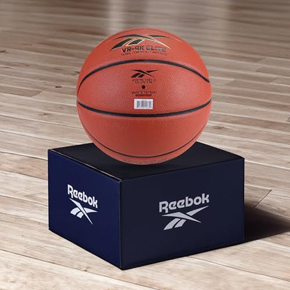 Reebok Elite Basketball, Official Size, Composite Leather, Anti-Slip Grip, Consistent Shape Retention, Includes Pump & Needle, VR-4K Series - color: Brown