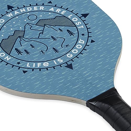 Life is Good Pickleball Starter Set - Includes 2 Wood Pickleball Paddles, 2 Regulation-Size Pickleball Balls and Pickleball Bag for Carrying Pickle Ball Equipment - color: Compass