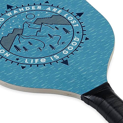 Life is Good Pickleball Starter Set - Includes 2 Wood Pickleball Paddles, 2 Regulation-Size Pickleball Balls and Pickleball Bag for Carrying Pickle Ball Equipment - color: Compass