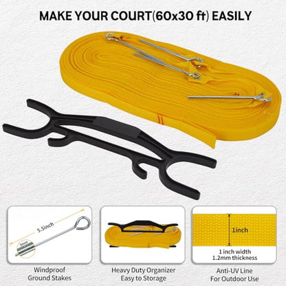 Professional Volleyball Net Set for Outdoor Fun with Adjustable Aluminum Poles, Upgraded Anti-sag Net, PU Volleyball, Boundary Line, Large Carry Bag - color: Bright Orange