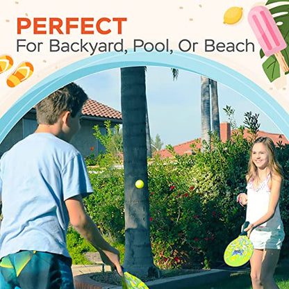 Sunlite Sports Beach Paddle Game Set, 2 Paddles and 2 Balls, Perfect for Backyard Fun or Outdoor or Beach or Lawn, Green