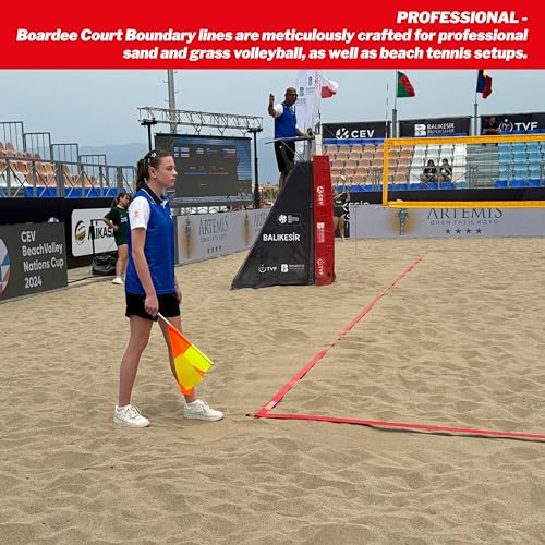 Beach Volleyball Court Lines by Boardee, Adjustable & Portable for Sand & Grass - Free Bag and Tape Measure 2 in x (26.3'x52.6') Hook & Loop Lines Durable Official Weather Resistant