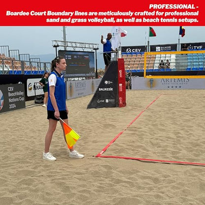 Beach Volleyball Court Lines by Boardee, Adjustable & Portable for Sand & Grass - Free Bag and Tape Measure 2 in x (26.3'x52.6') Hook & Loop Lines Durable Official Weather Resistant