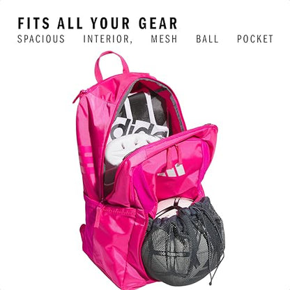 adidas Stadium 4 Soccer Backpack – Team Sports Bag with Ball Pocket, 36L - color: Shock Pink 2