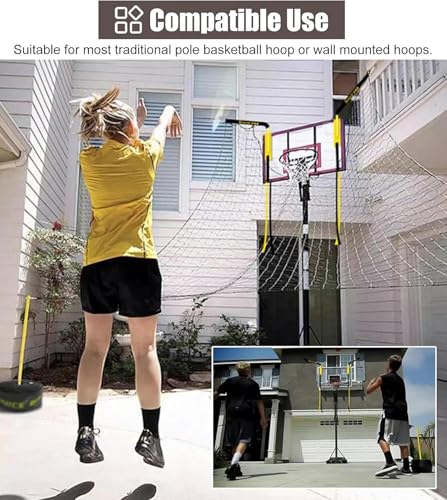 Outdoor Basketball Return Net Attachment, Large Basketball Hoop Rebounder for Backyard Court, Basketball Returner Trainer for Shooting, Easy Assembly
